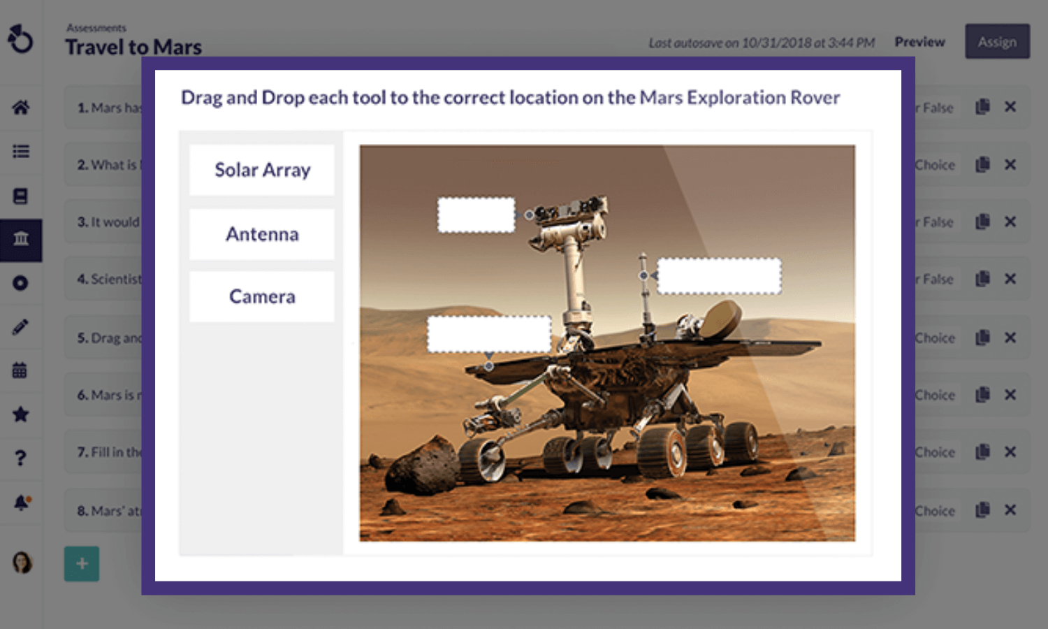 Students Engaged Mars Rover Assessment