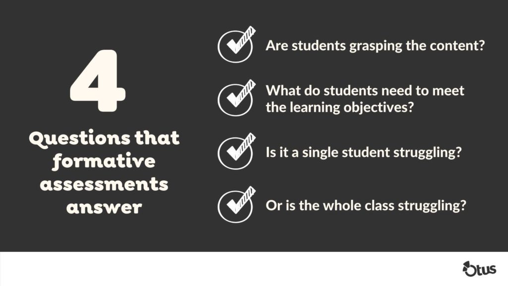 The 4 main measurements of a formative assessment