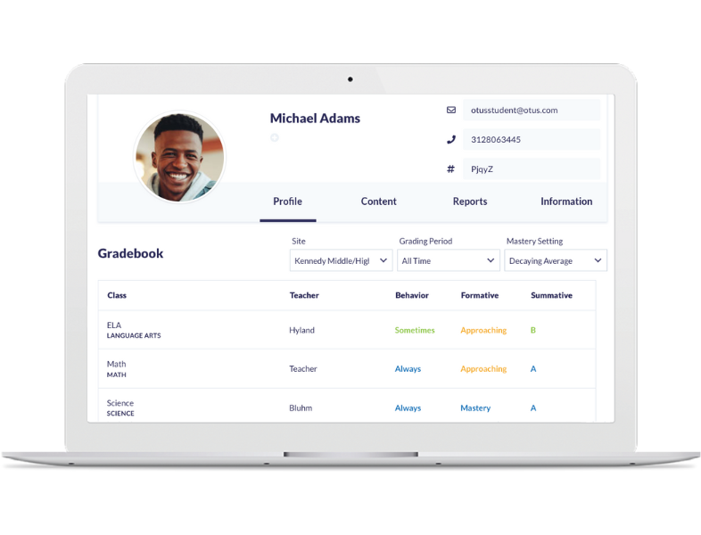 Total Grades in Student Profile with Otus